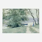 Andre Gisson, Figures and Boat, oil on linen