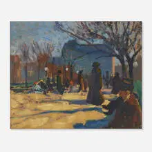 Bernhard Gutmann, People at the Park, oil on board