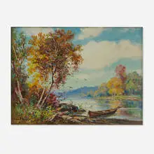 George F. Schultz, Lake in Autumn, c. 1910, oil on board
