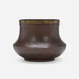 Jardiniere, model 165 by Stickley Brothers, c. 1910, hammered copper, brass, sold Oct 2022