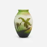 Vase with lady's slipper orchids and trees by Émile Gallé, sold Oct 2022