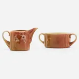 Harriet Elizabeth Wilcox for Rookwood Pottery, Cameo creamer and sugar with daisies, set of two