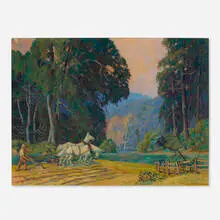 Edge of the Field by Carl Krafft, oil on canvas, sold Oct 2022