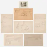 Frank Lloyd Wright, Plates from the Wasmuth Portfolio, set of six, 1911, lithographs