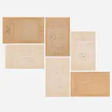 Frank Lloyd Wright, Plates from the Wasmuth Portfolio, set of six, 1911, lithographs