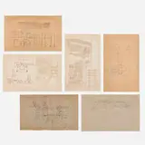 Frank Lloyd Wright, Plates from the Wasmuth Portfolio, set of six, 1911, lithographs