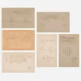 Frank Lloyd Wright, Plates from the Wasmuth Portfolio, set of six, 1911, lithographs