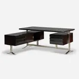 Gianni Moscatelli, Desk, c. 1970, lacquered mahogany, stainless steel
