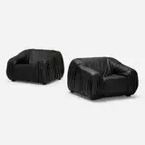 Piumino lounge chairs, pair by Donato d'Urbino and Paolo Lomazzi Jonathan de Pas, 1970, vinyl, walnut, sold Feb 2021