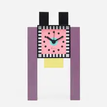 Neos table clock by Nathalie du Pasquier and George Sowden, c. 1988, lacquered wood, glass, plastic, enameled aluminum, sold Feb 2021