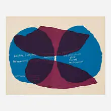 Corita Kent, love and a butterfly #2, 1963, lithograph on paper