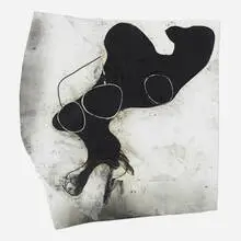 Wesley Kimler, White Room #9, 2003, black gesso and charcoal with collage on paper