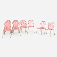 Fernando and Humberto Campana, Zig Zag chairs from L'est Parisien, set of twelve, 2001, plastic tubing, powder-coated steel