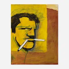 Untitled (Twin Cigarettes) by Robert Loughlin, 2007, acrylic on canvas, sold Feb 2021