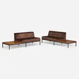 Kho Liang le, Sofas model 070, pair, 1962-1964, enameled steel, rosewood veneer, upholstery