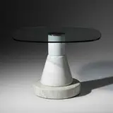 Giotto Stoppino, Menhir coffee table, 1982, marble, glass, aluminum