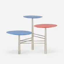 Nada Debs, Custom Pebble coffee table, c. 2010, brushed steel, lacquered wood