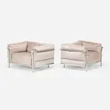 Pierre Jeanneret, LC3 lounge chairs, pair