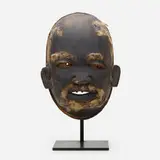 Makonde, Lipiko mask, carved and painted wood with applied hair