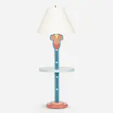Michael Graves, Prototype lamp table for the Disney Swan Hotel, c. 1990, lacquered wood, enameled metal, brass, linen shade