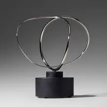 Construction 3-7-66 by José de Rivera, 1966, stainless steel, lacquered wood, sold Feb 2021