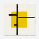 José de Rivera, Untitled (Black Lines, Yellow Square), 1982, oil on canvas