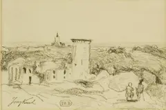 Untitled by Johan Jongkind, black chalk 10 x 14.5cm, sold Aug 2021