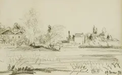 Johan Jongkind, Untitled, black chalk 10 x 16cm