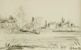 Johan Jongkind, Untitled, black chalk 10 x 16cm