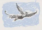 Ralph Steadman, Untitled, an image of Hunter S Thompson as a bird screenprint in colours