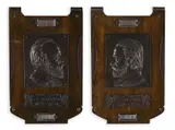 Konstantin Bušek, Two Men Reliefs, Late 19th/early 20th century, Bronze, wood