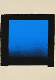 Rupprecht Geiger, blau-schwarz, 1965, Farbserigrafie auf leichtem Karton