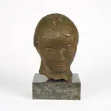 Peter Großbach, Kopf, Bronze, braun patiniert mit Marmorsockel