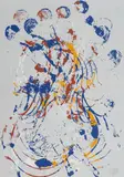 Arman, Melody for Strings, 1990, Farbserigrafie auf grauem Papier