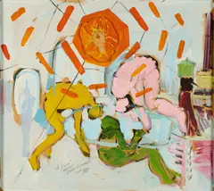 Anatol Herzfeld, "Die Spinne", 1988, Mischtechnik auf Holzkasten