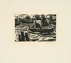 Willy Robert Huth, Segelboote, Holzschnitt auf Bütten