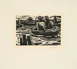 Willy Robert Huth, Segelboote, Holzschnitt auf Bütten