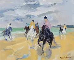 Roland Lefranc, "Les cavaliers à Vierville", Öl auf Leinwand