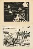 Eduard Bargheer, Fischereihafen / Ankunft in der Nacht, 1935, Jeweils: Holzschnitt auf Japan