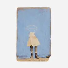 Portrait of Jenny by Llyn Foulkes, 2007, acrylic on albumen cabinet card, sold Jul 2022