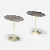 Occasional tables, pair by Eero Saarinen, marble, enameled aluminum, sold Jul 2022