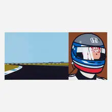 Julian Opie, Imagine you are driving (fast)/Rio/helmet, 2002, lambda print on Fujicolour photographic