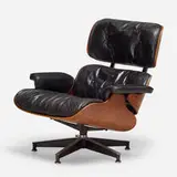 Charles and Ray Eames, 670 lounge chair, 1956, rosewood plywood, leather, enameled and brushed aluminum
