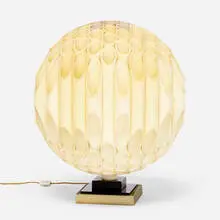 Rougier, Table lamp, c. 1975, PVC, acrylic, brass-plated metal