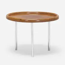 James Prestini, Occasional table, c. 1940, turned walnut, chrome-plated steel