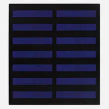 Edith Baumann, Black/2 Blue #10, 1988, acrylic on canvas
