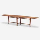 Edward Wormley, Coffee table, model 5632, c. 1957, walnut, Tiffany Studios favrile glass tiles