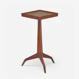 Edward Wormley, Janus occasional table, model 6047, 1960, walnut, Natzler ceramic tiles, brass