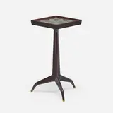 Edward Wormley, Janus occasional table, model 6047, 1960, lacquered mahogany, Natzler ceramic tiles, brass