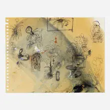 Untitled by Eddie Martinez, 2018, Sharpie, oil and linseed oil on paper, sold Jun 2022